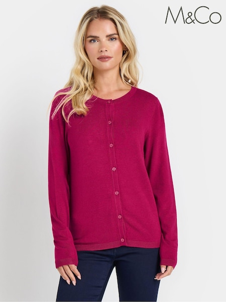 M&Co Pink Petite Button Cardigan (AF7367) | €35