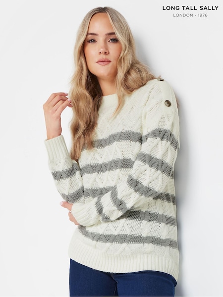 Long Tall Sally Grey Button Cable Jumper (AF7370) | 2,163 UAH