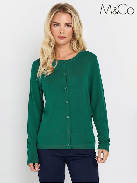 M&Co green Petite Button Cardigan (AF7375) | €35