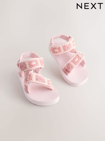 Pink Crochet Trekker Sandals (AF7423) | AED91 - AED107