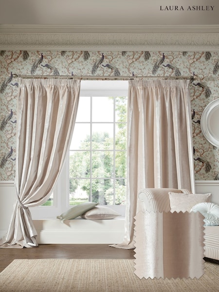 Laura Ashley Pale Truffle Loretta Pencil Pleat Curtains (AF7440) | €276 - €437