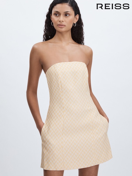 Anna Quan Strapless Chevron-Weave Mini Dress (AF7442) | $1,315