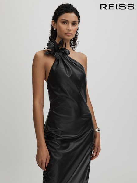 Halston Faux Leather One-Shoulder Maxi Dress (AF7457) | €936