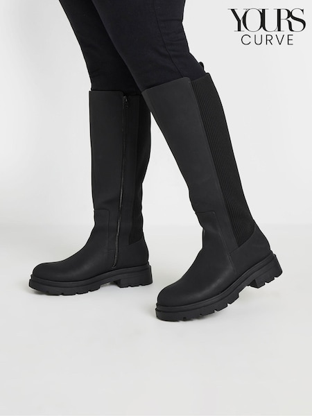 Yours Curve Extra Wide Fit Sock Panel Knee High Boots (AF7505) | €85