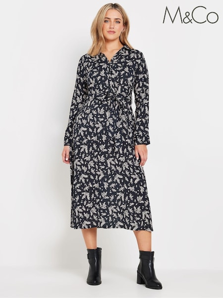 M&Co Black Leaf Printed Dress (AF7513) | €55
