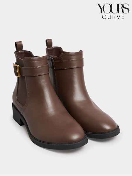 Maro - Yours Curve Extra-Wide Fit Buckle Faux Leather Ankle Boots (AF7543) | 298 LEI