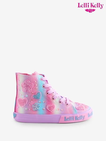 Lelli Kelly Pink Penelope Hearts Hi Top Trainers (AF7592) | ‏35 ر.ع.‏