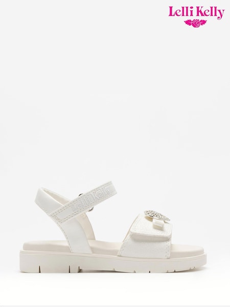 Lelli Kelly Zaira Bow White Sandals (AF7601) | AED291