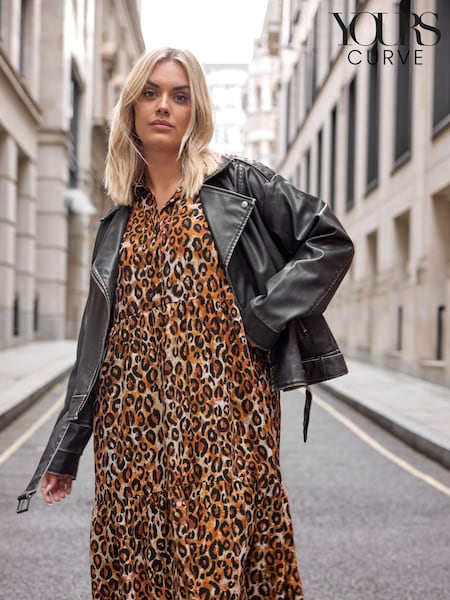 Yours Curve Animal 3/4 Sleeve Shirt Dress (AF7649) | €47