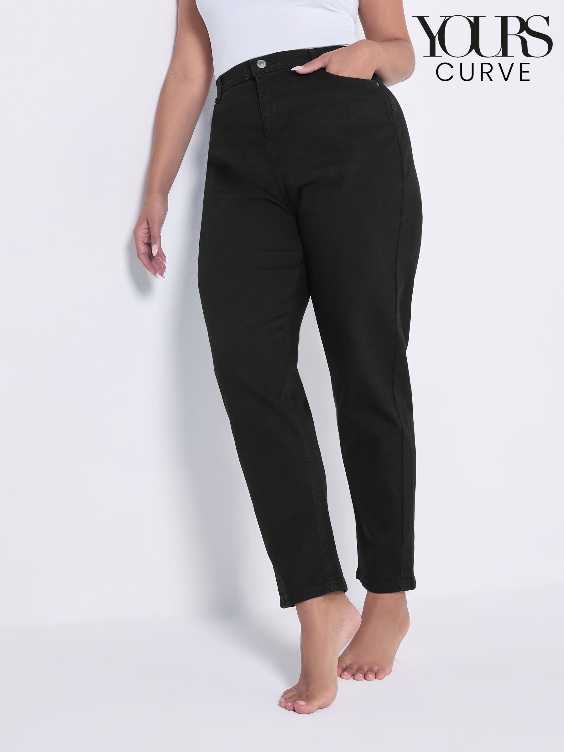 Women's Curve Black Mom High Waisted Jeans | Next Luxembourg
