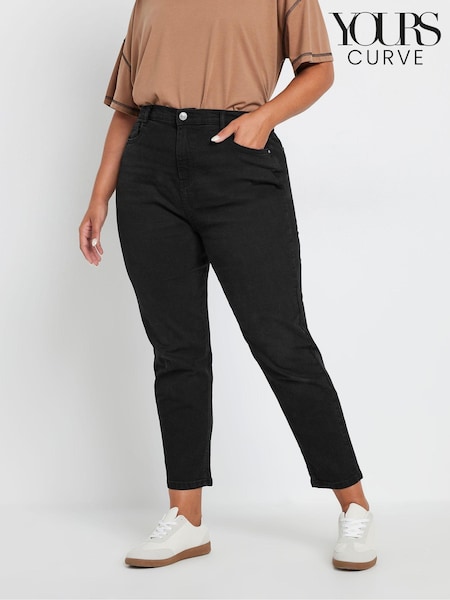 Yours Curve Black Mom Jeans (AF7660) | $58