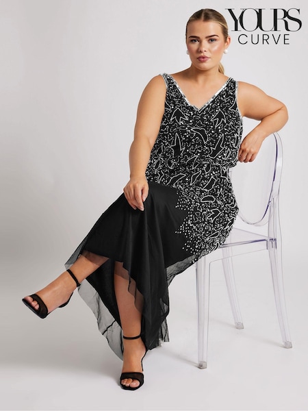 Yours Curve Luxe Abstract Embellished Maxi Dress (AF7667) | €166