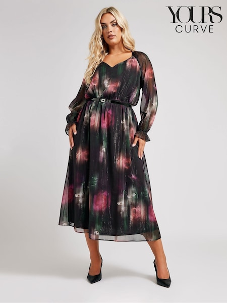 Yours Curve London Metallic Dress With Pu Belt (AF7673) | €99