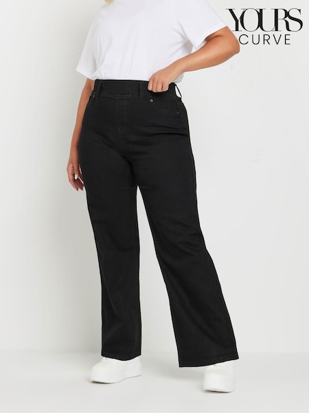 Yours Curve Black Wide Leg Jeggings (AF7681) | $50