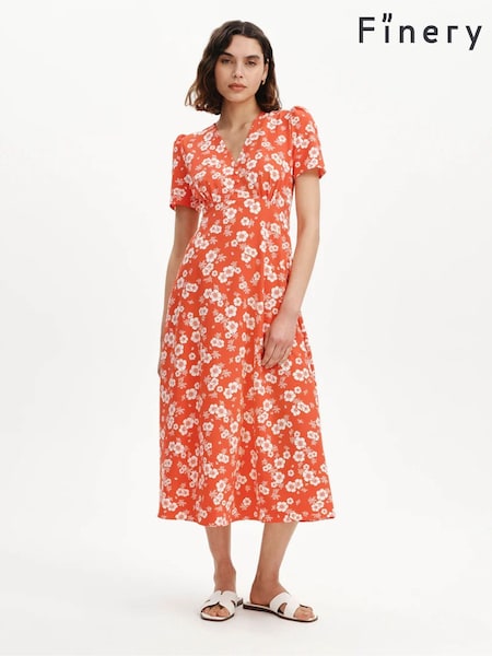Red Floral - Finery Nieve Midi Dress