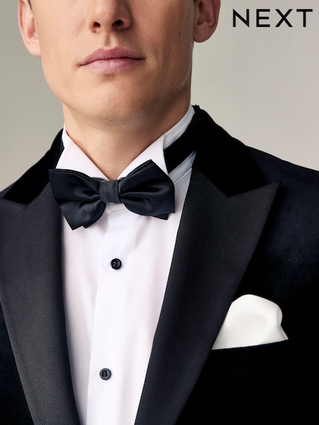 Black Bow Tie and Pocket Square Set (AF7709) | AZN 35