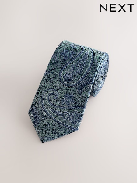 Green Printed Silk Tie (AF7711) | 54 QAR