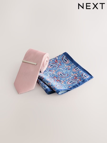 Pink/Blue Tie and Pocket Square Set (AF7716) | 89 QAR