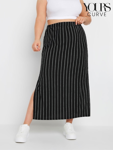 Yours Curve Pinstripe Textured Tube Skirt (AF7741) | ‏121‏₪