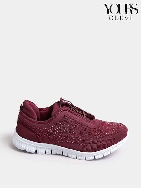 Yours Curve Red Extra Wide Fit Titania Gem Trainers (AF7766) | €44