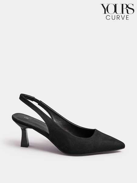 Yours Curve Black Extra Wide Fit Extra Wide Fit Slingback Heels (AF7769) | ₪196