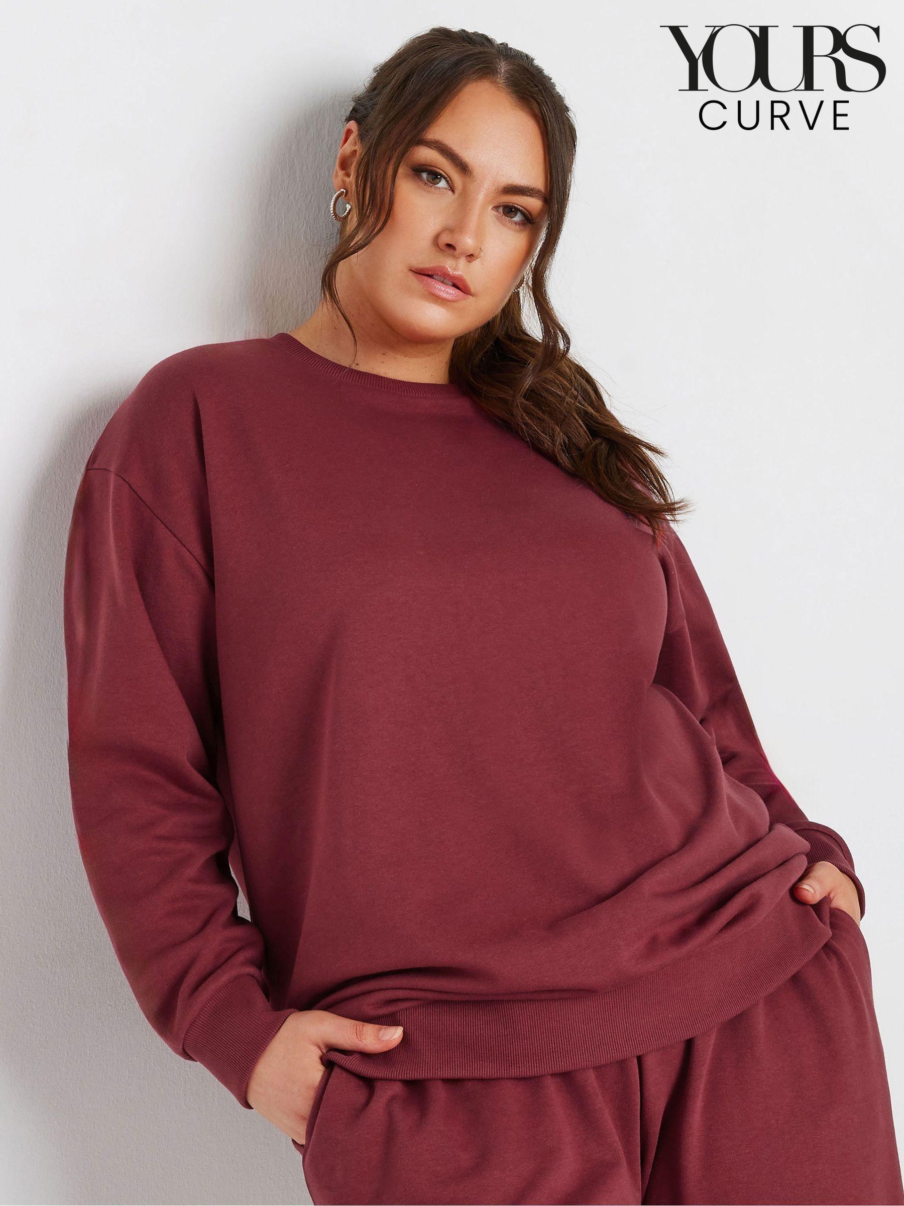 Women's red crew neck sweatshirt clearance
