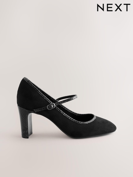 שחור - Forever Comfort® Round Toe Mary Jane Block Court Shoes (AF7790) | ‏117‏₪