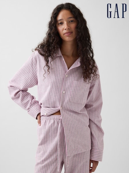 Pinke Streifen - Gap Softest Flannel Pyjamas Top