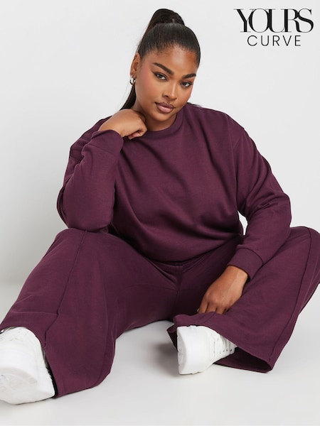 Yours Curve Red Crewneck Sweatshirt With Wide Leg Joggers Set (AF7813) | €51