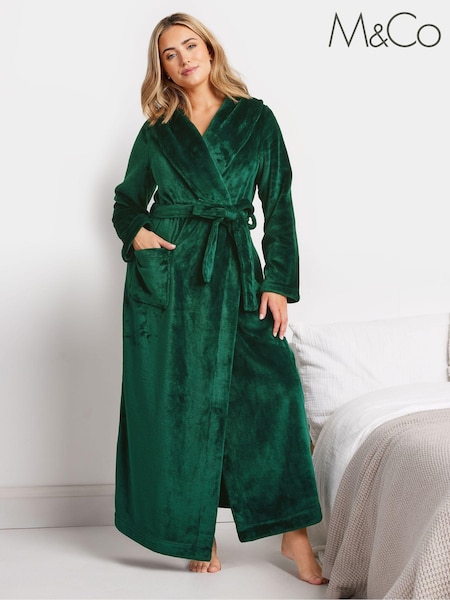 M&Co Green Fluffy Shawl Maxi Robe (AF7878) | €45