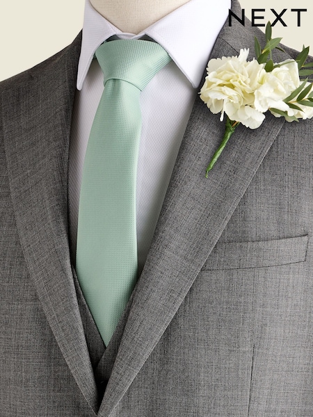 Sage Green Slim Textured Tie (AF8373) | $16