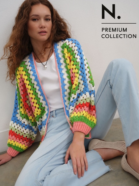 Bright N. Premium Oversized Hand Crochet Relaxed Bright Cardigan (AG0932) | $105