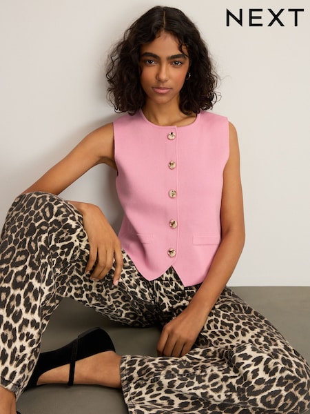 Pink Smart Button Front Waistcoat (AG1524) | €40