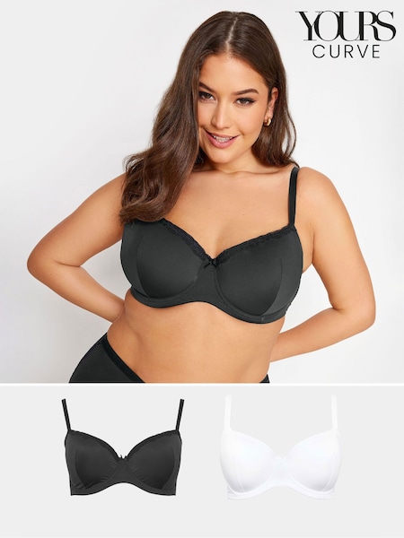 Yours Curve White Lace Trim T-Shirt Bras 2 Pack (AG1625) | €48