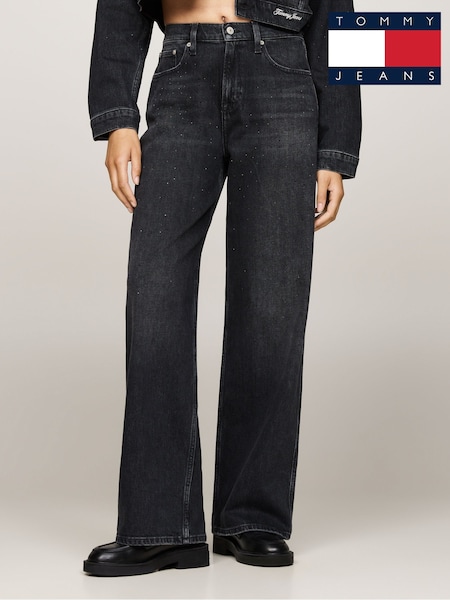 Tommy Jeans Black Loose Fit 100% Cotton Betsy Mid Rise Jeans (AG1636) | €66