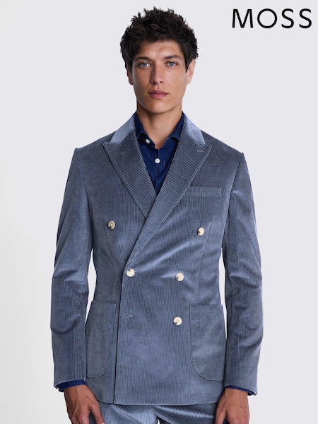MOSS Blue Tailored Fit Single Breasted Corduroy Jacket (AG1649) | €213
