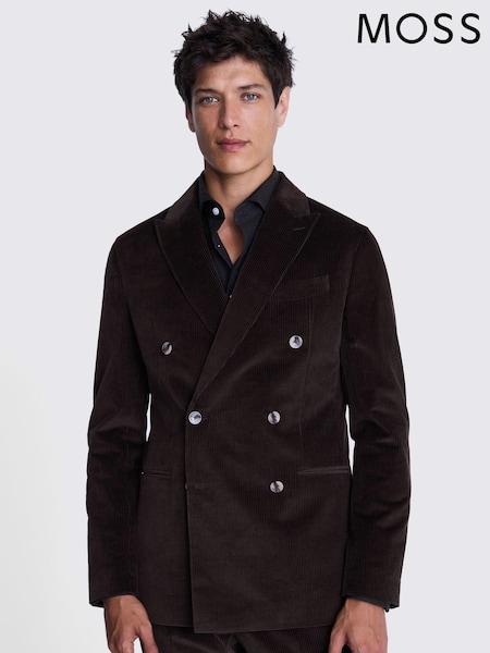 MOSS Brown Tailored Fit 100% Cotton Single Breasted Corduroy Jacket (AG1659) | €197
