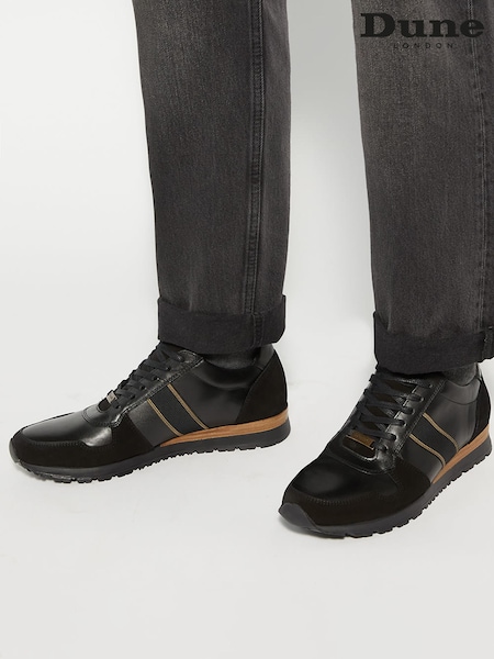 Dune London Black Standard Fit Treck Stripe Webbing Runner Trainers (AG1663) | €144