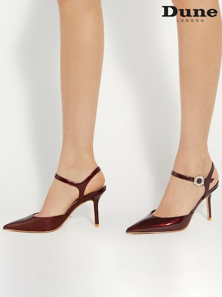 Dune London Red Standard Fit Channel Y Back Open Court Heels (AG1669) | € 97
