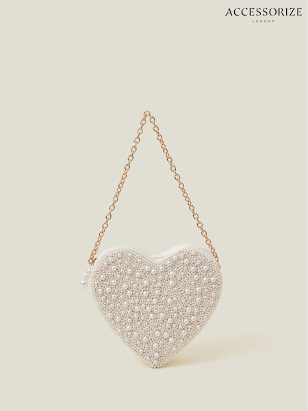 Accessorize Natural Pearl Embellished Heart Bag (AG1693) | €84