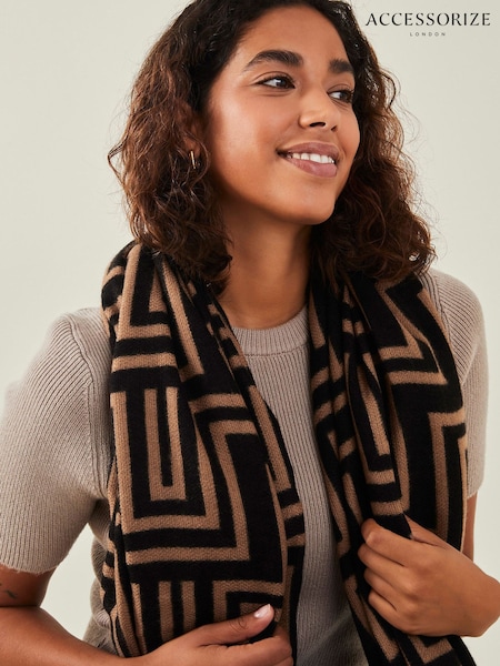 Accessorize Black Firenze Printed Scarf (AG1840) | R$ 215