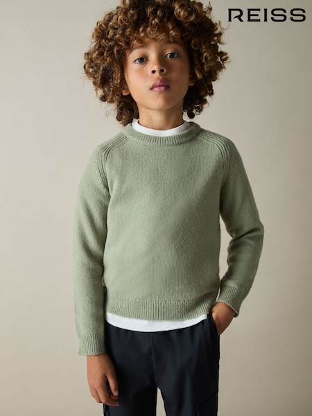 Reiss Sage Green Cloud 3-9 yrs Merino Wool-Blend Crew-Neck Jumper (AG1911) | €58