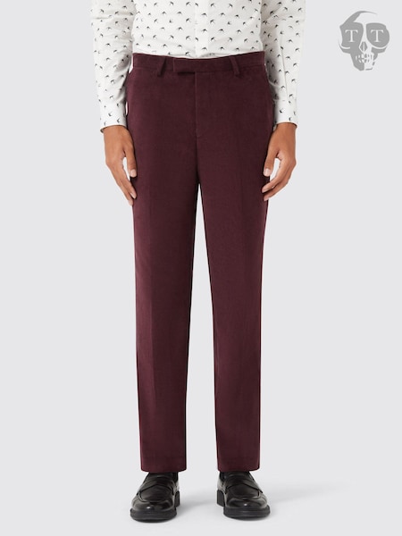Twisted Tailor Slim Fit Dunmore Wine Corduroy Trousers (AG1933) | 250 LEI