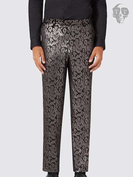 Twisted Tailor Slim Fit Ferbane Metallic Leopard Print Trousers (AG1935) | 250 LEI