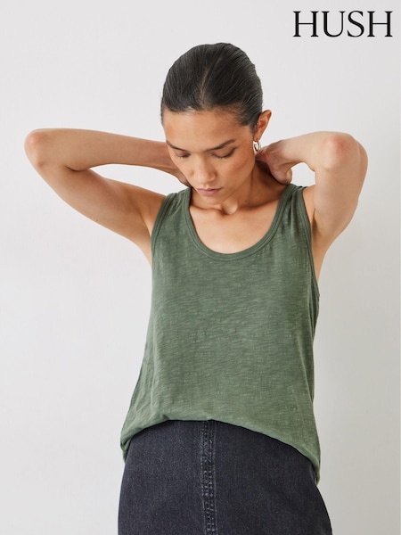 ירוק - Hush Cotton Slub Tank Top (AG1979) | ‏126‏₪