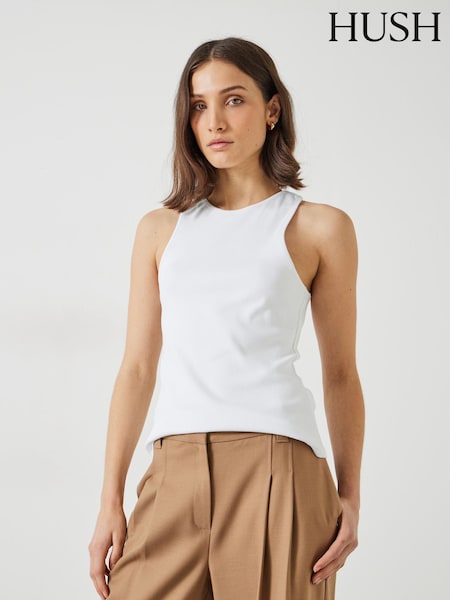 Hush White Ribbed Scooped Vest (AG2008) | AED169