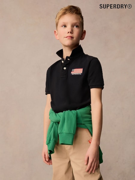 Bleumarin - Superdry Classic Flag Polo Shirt (AG2074) | 134 LEI - 149 LEI