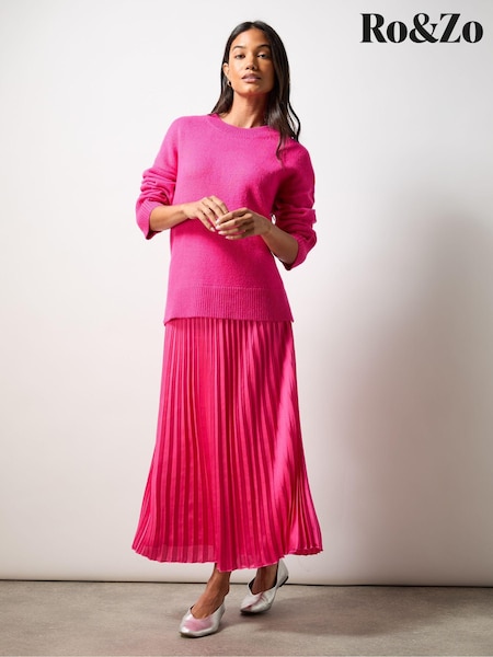 Ro&Zo Pink Pleated Midi Skirt (AG2187) | 220 QAR