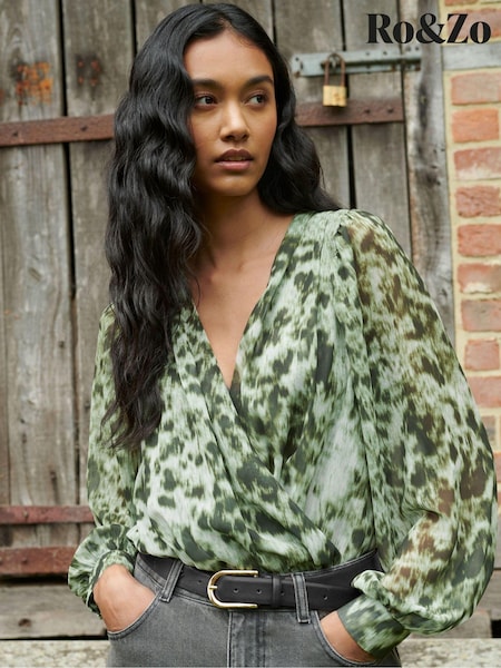 Ro&Zo Green Leopard Print Blouses (AG2189) | €50