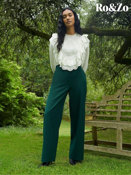 Ro&Zo Green Wide Leg Trousers (AG2195) | €76